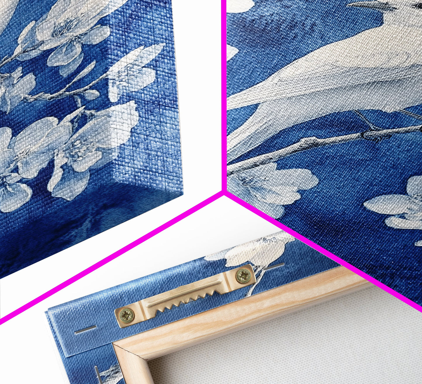 White Bird Blue Botanical Chinoiserie Wall Art