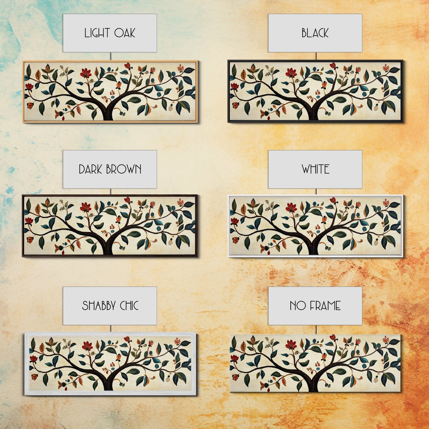 Wabi-Sabi Inspired Panoramic Botanical Print