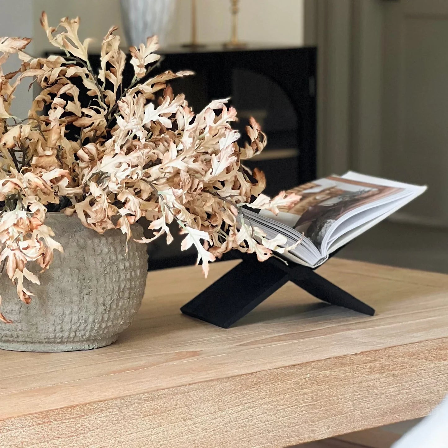 Black Wood Cookbook & Coffee Table Book Stand