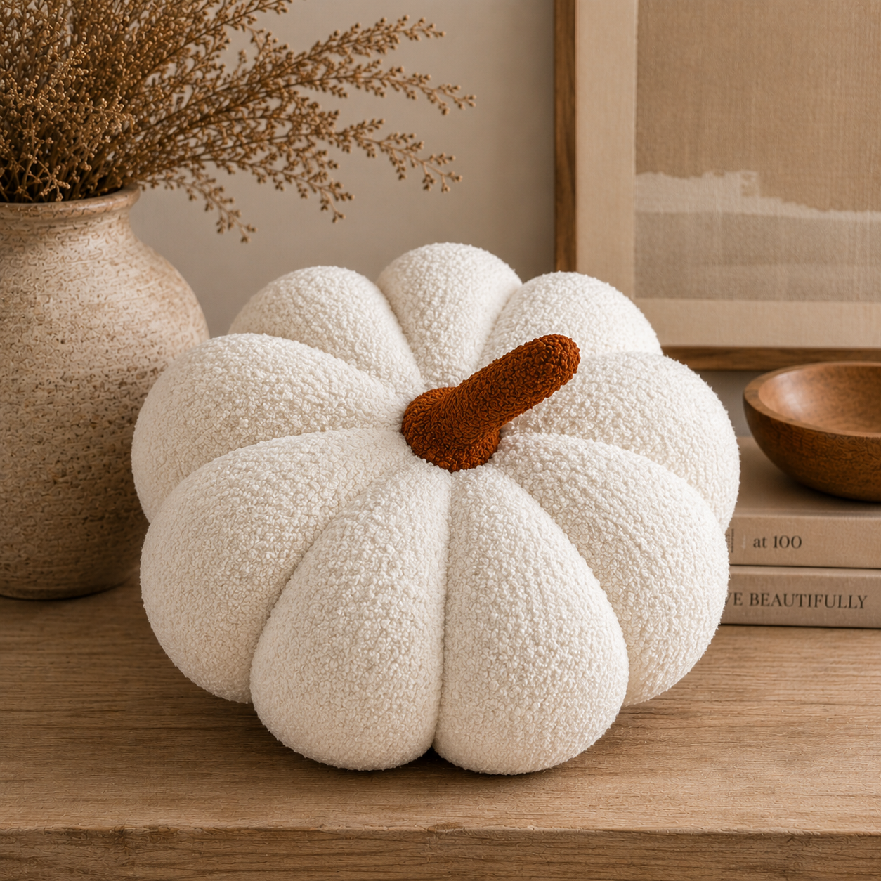 Perfect Sherpa Ivory Pumpkin Pillow