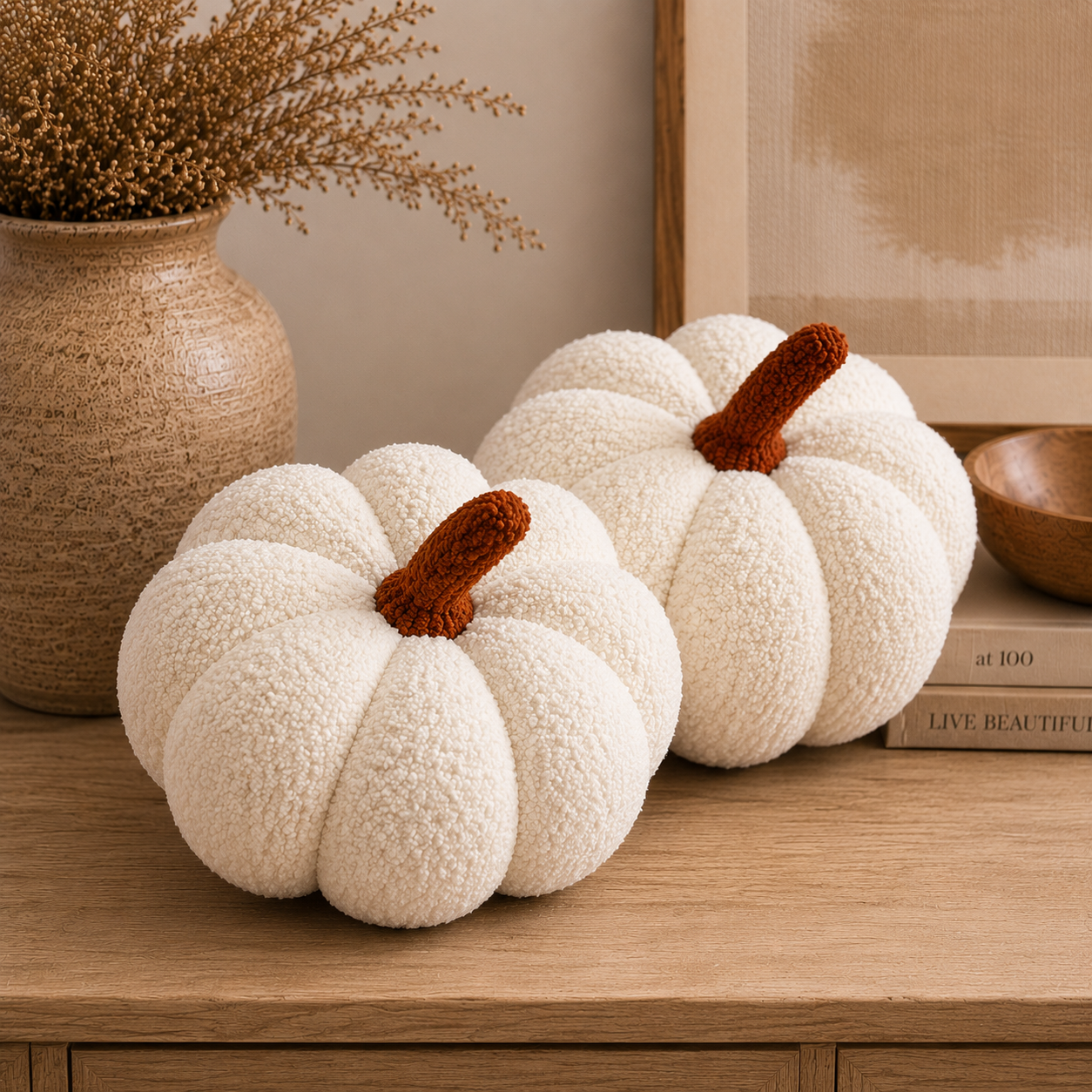 Perfect Sherpa Ivory Pumpkin Pillow