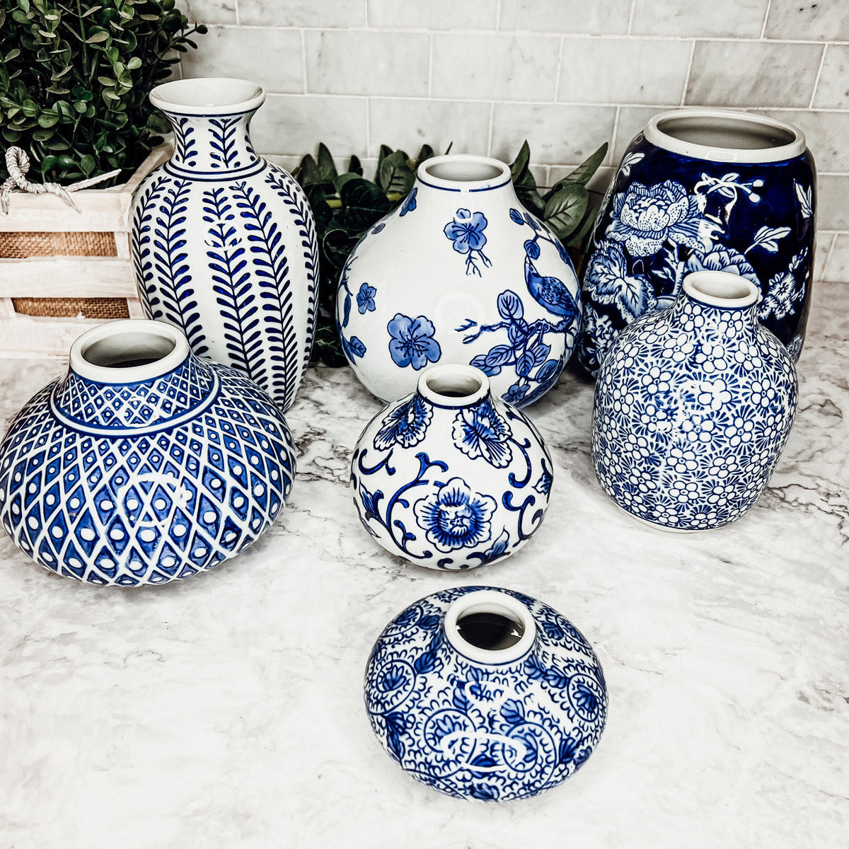 Samira Blue Hand-Painted Vases