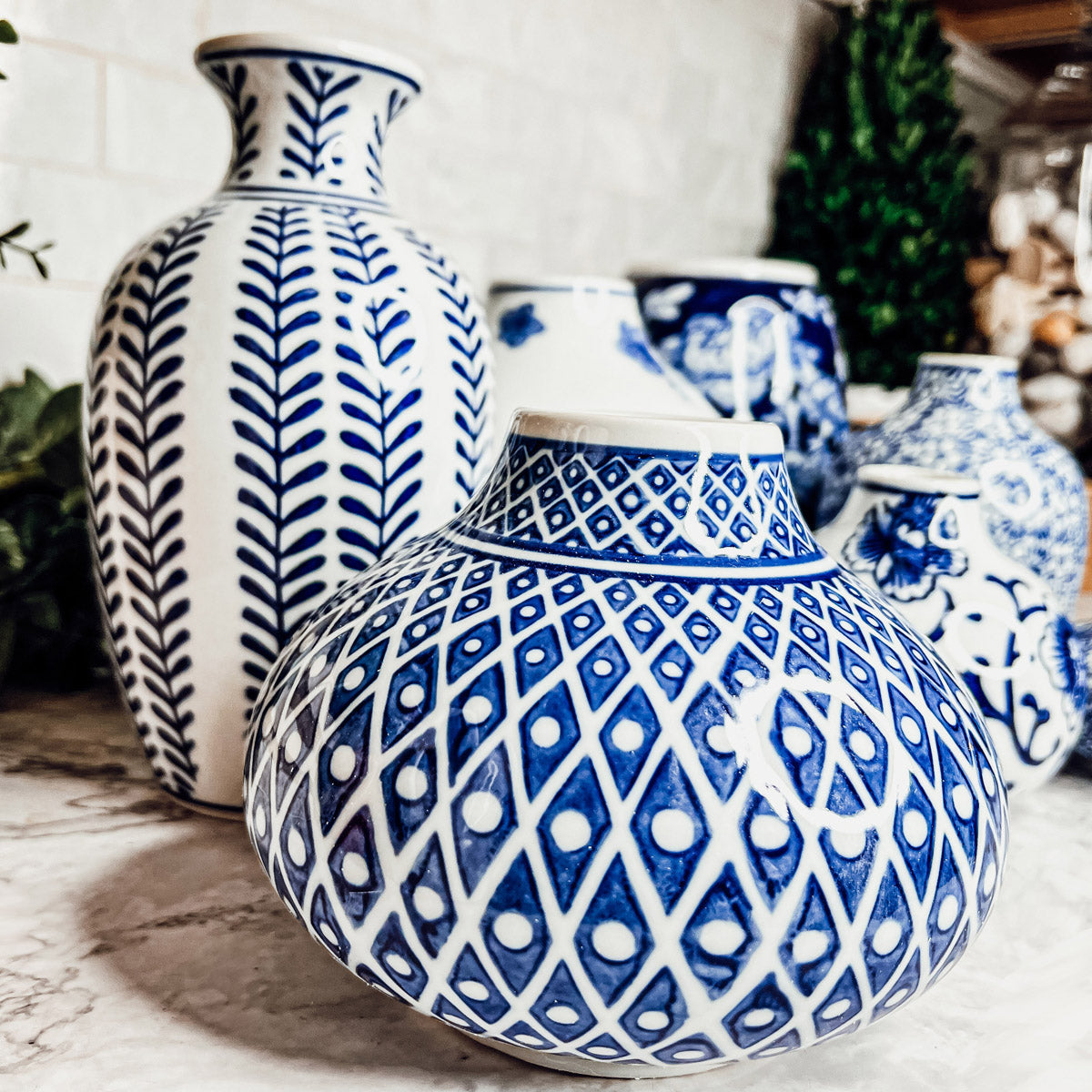 Samira Blue Hand-Painted Vases