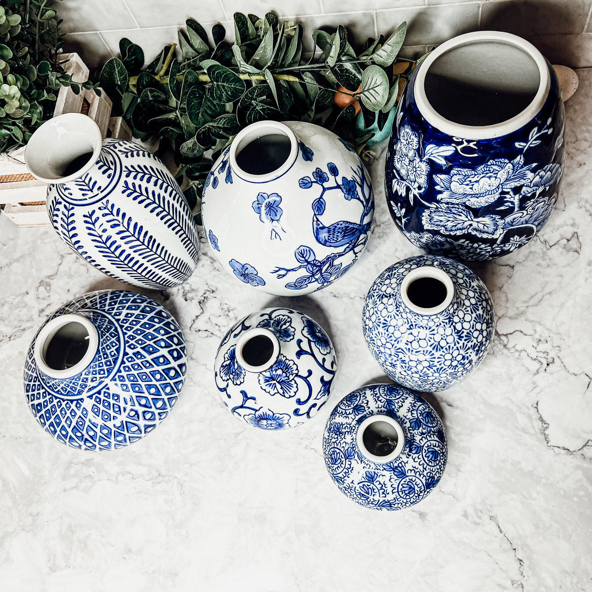 Samira Blue Hand-Painted Vases