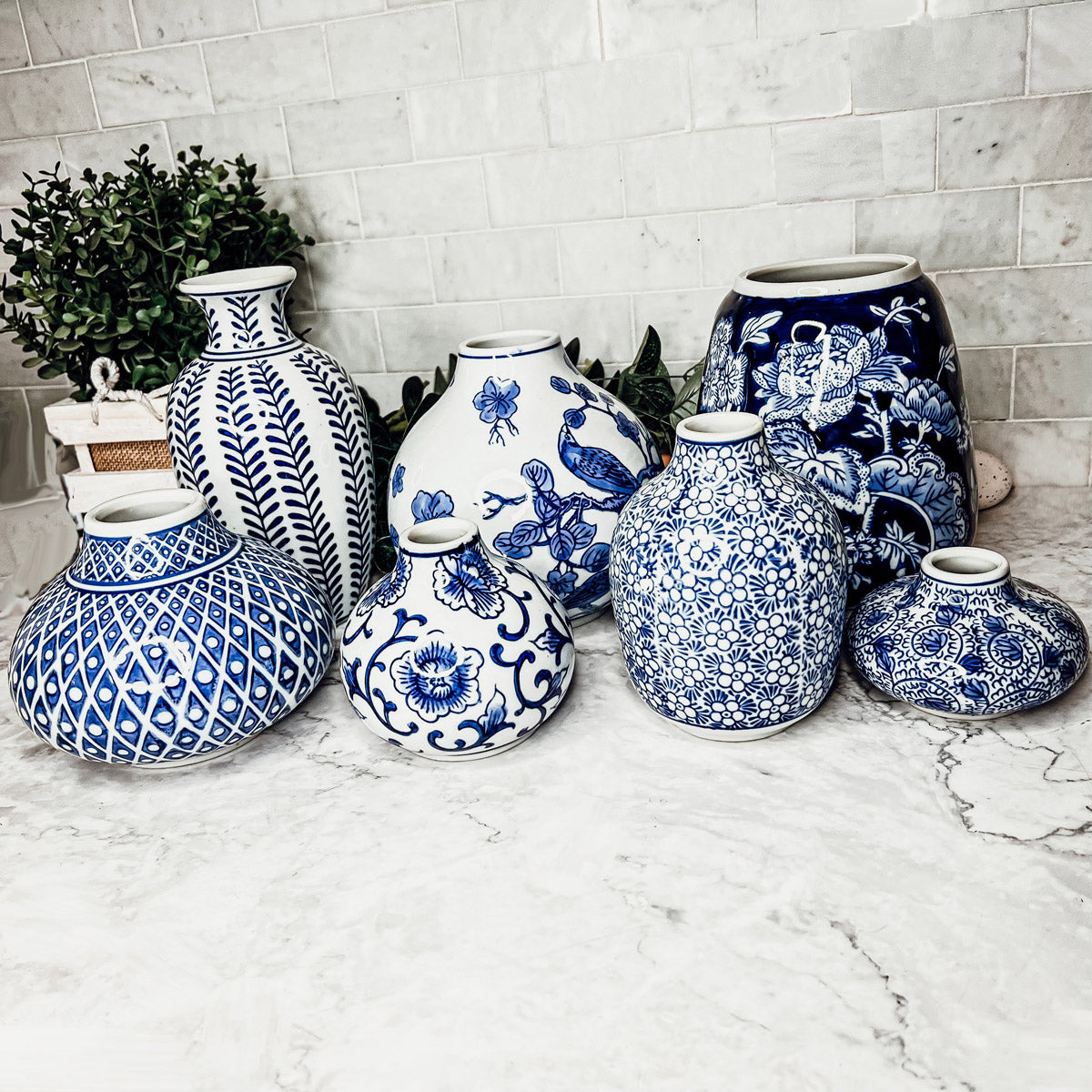 Samira Blue Hand-Painted Vases