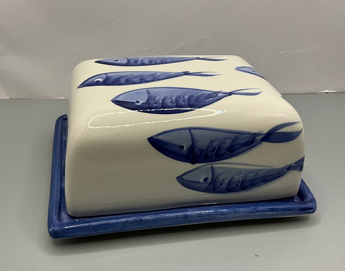 Italian Hand-Painted Ceramic Butter Dish