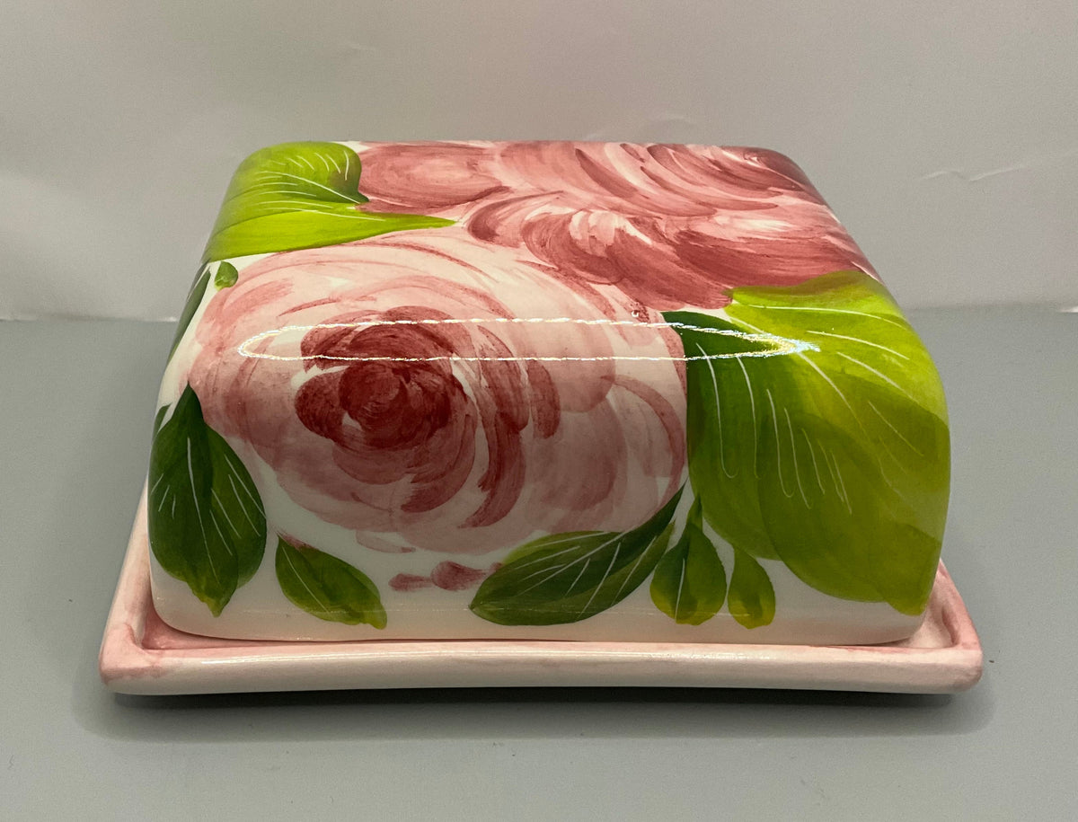 Italian Hand-Painted Ceramic Butter Dish