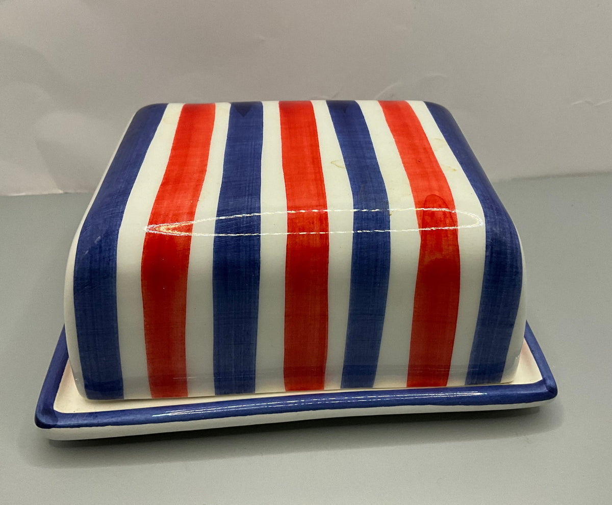 Italian Hand-Painted Ceramic Butter Dish