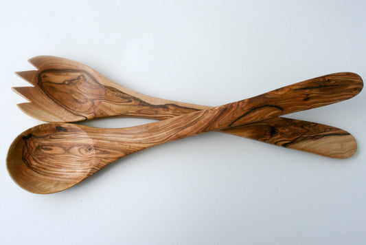 Paros Hand Crafted Olive Wood Salad Servers