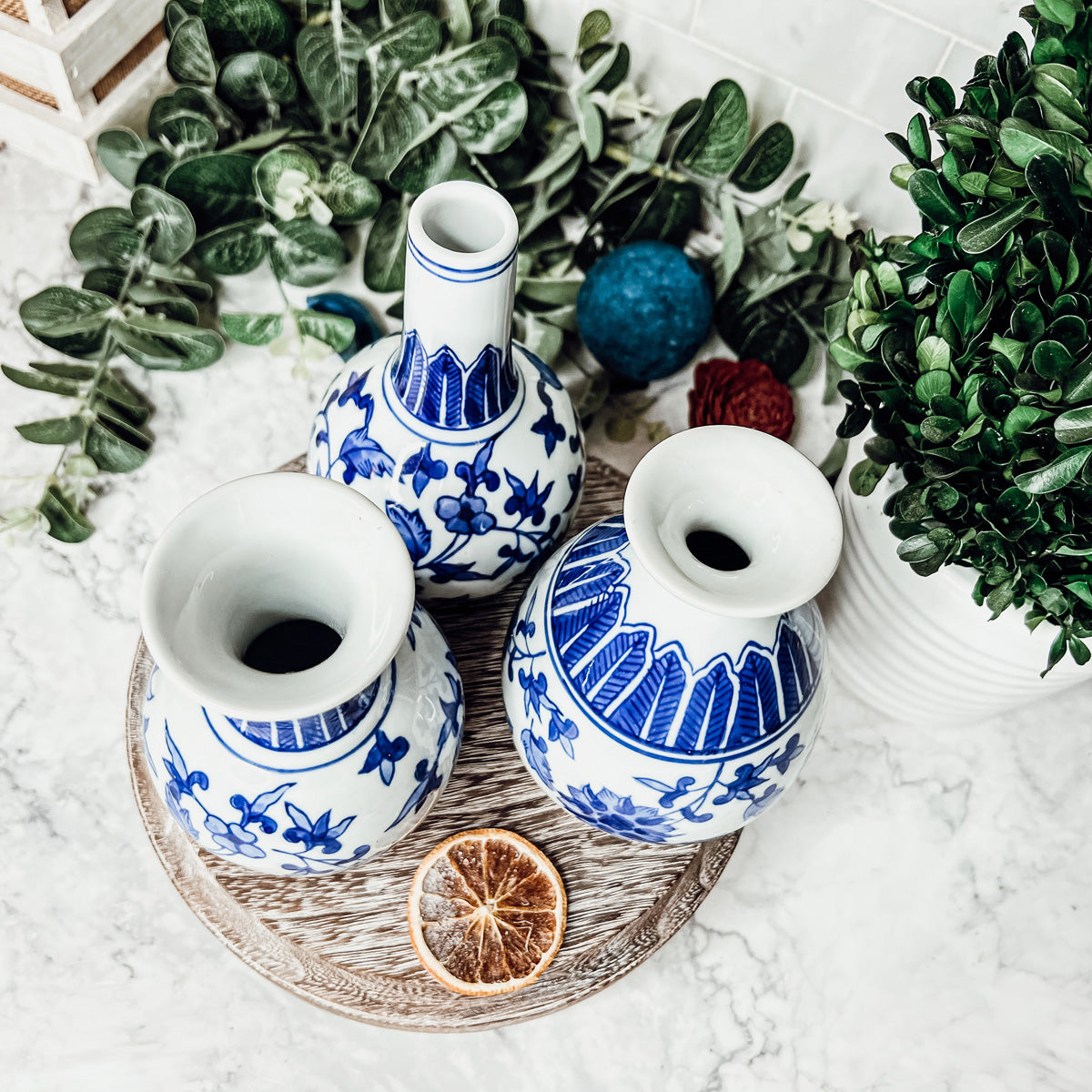 Chinoiserie Hand-Painted Mediterranean Canton Vases