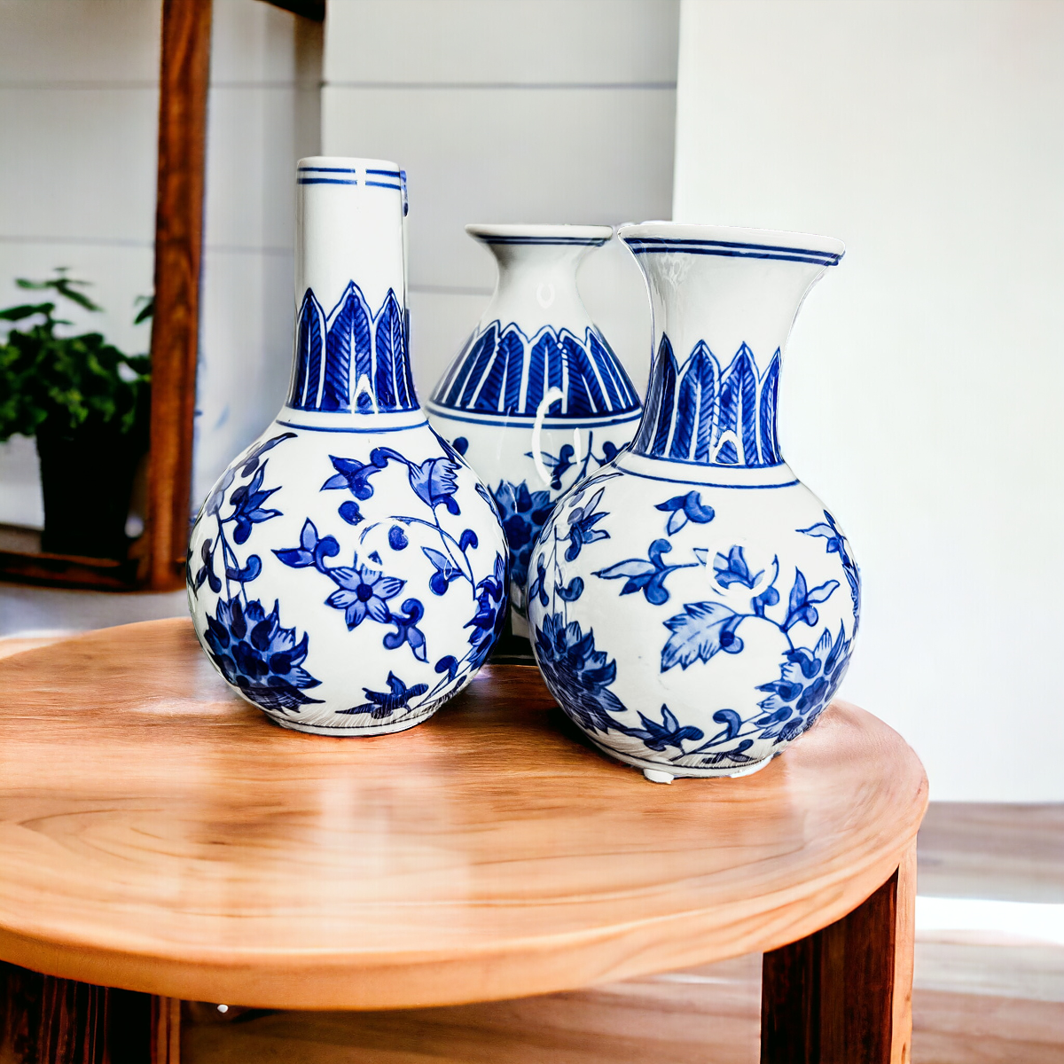 Chinoiserie Hand-Painted Mediterranean Canton Vases