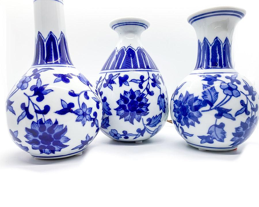Chinoiserie Hand-Painted Mediterranean Canton Vases