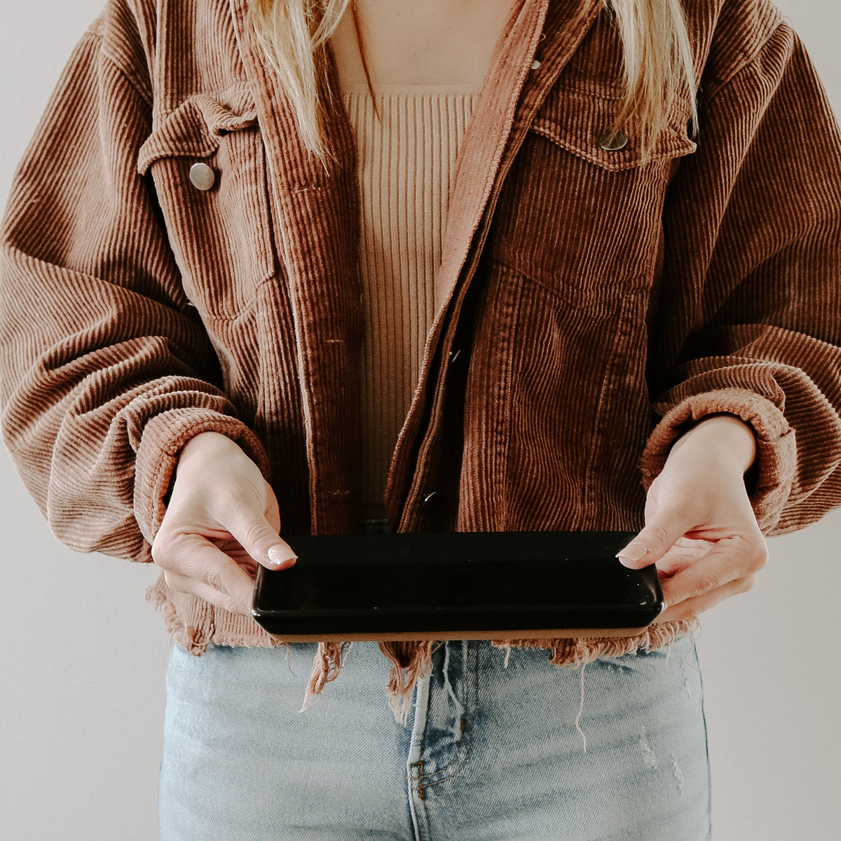 Matte Black Stoneware Tray