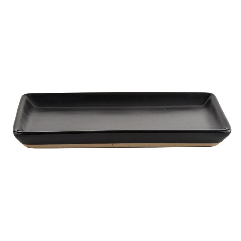 Matte Black Stoneware Tray