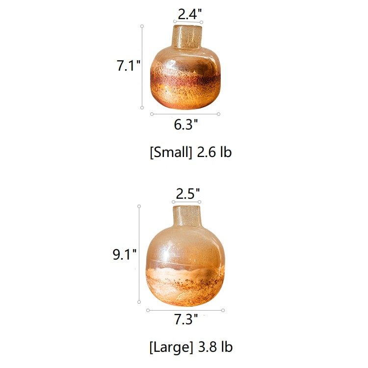 Amber Hand Blown Bubble Glass Vase