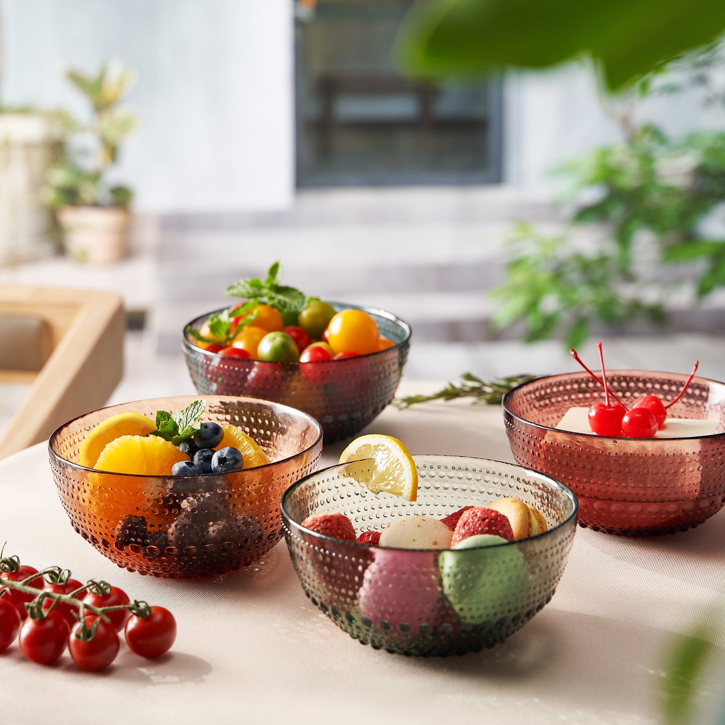 Tonal Hobnail Bowl Glassware