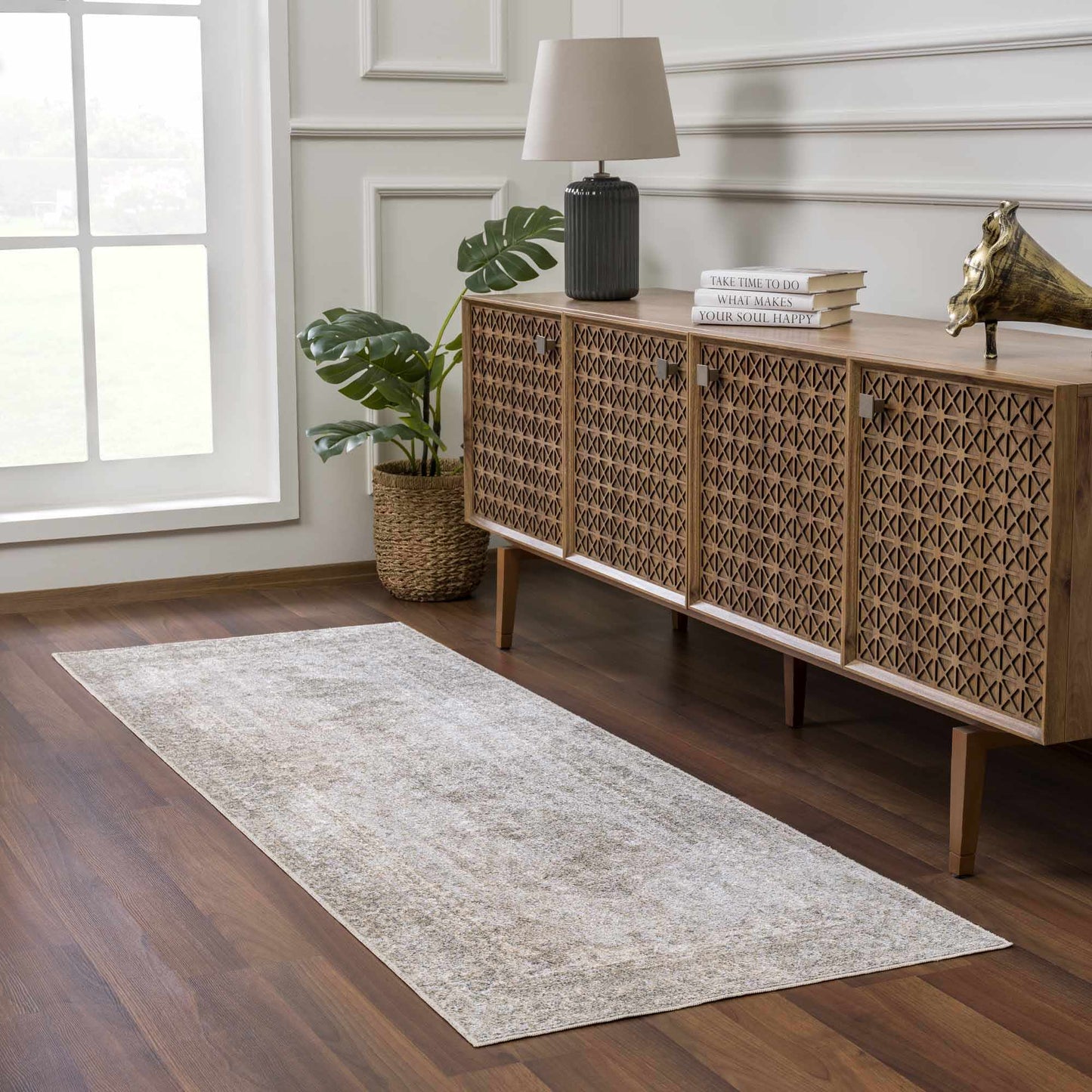Gael Cream Washable Runner Rug