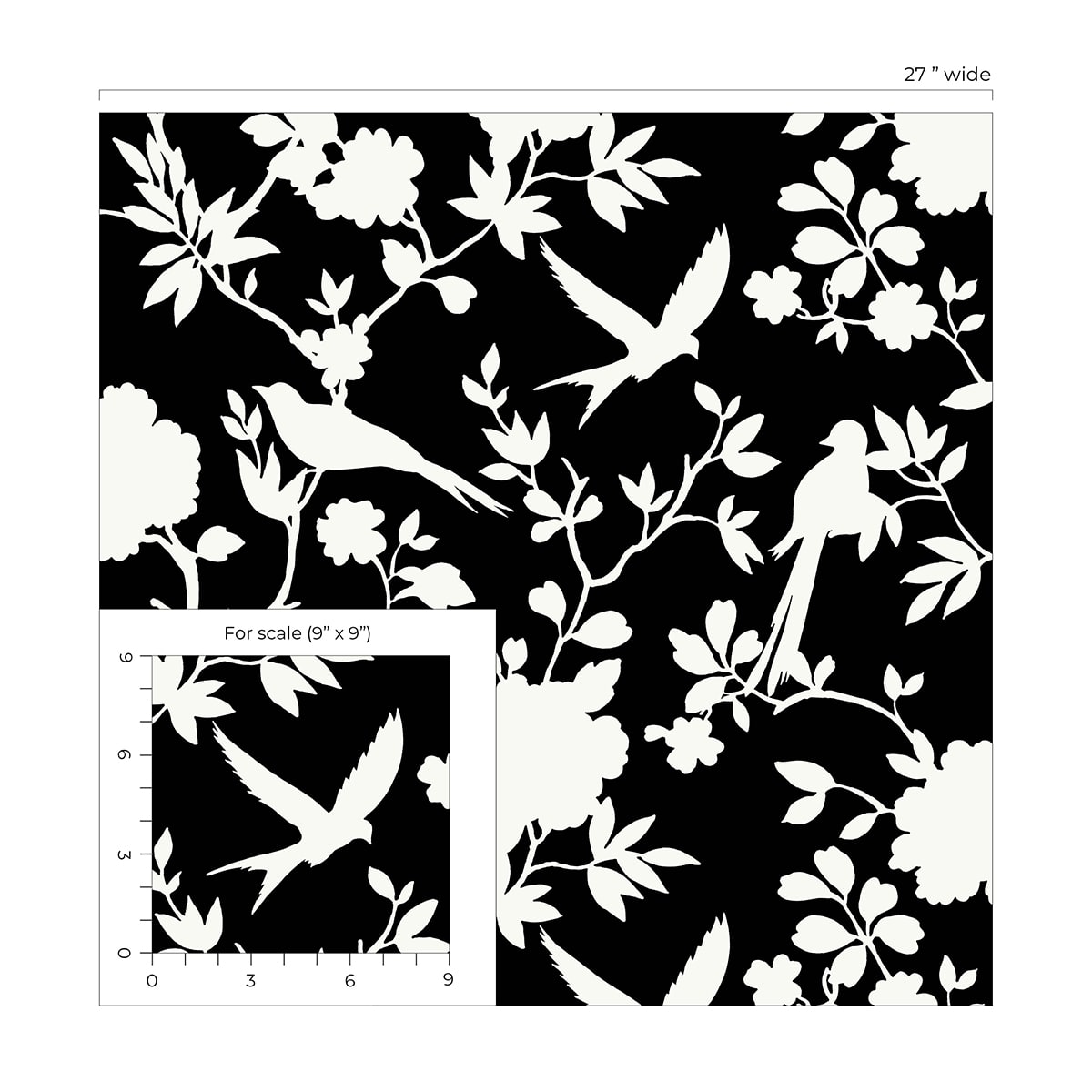 Kauai Bird Toile Embossed Vinyl Unpasted Wallpaper