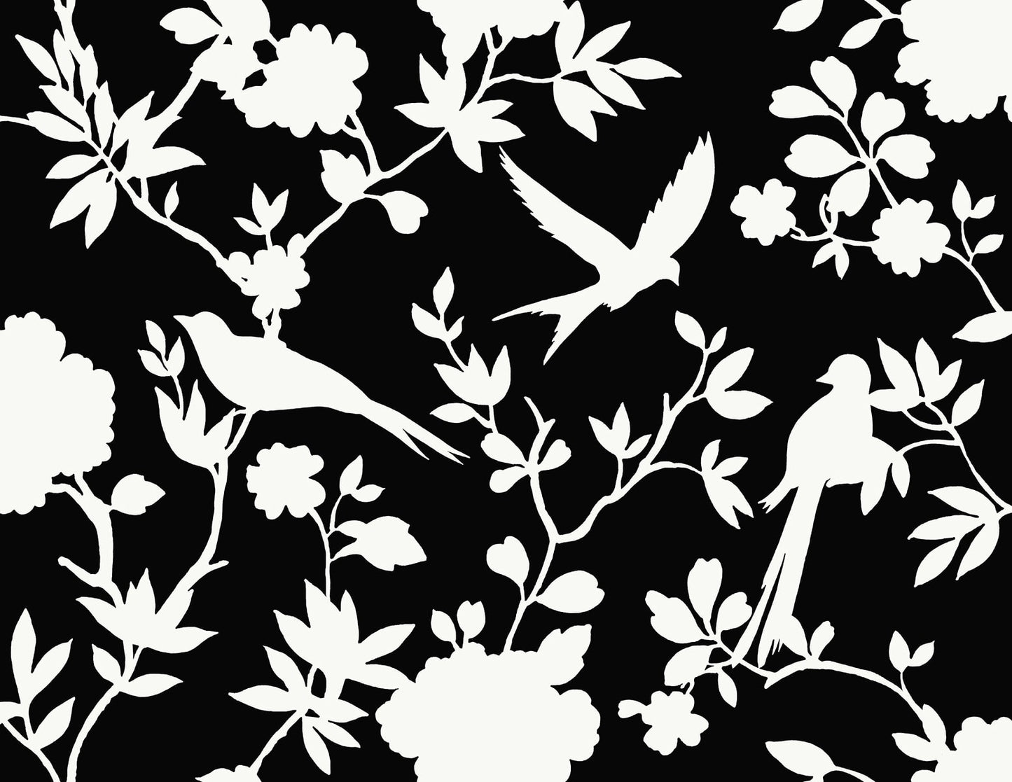 Kauai Bird Toile Embossed Vinyl Unpasted Wallpaper
