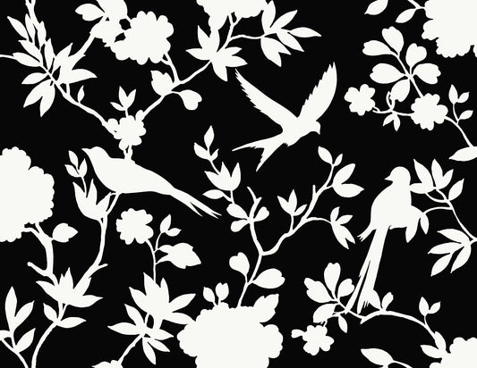 Kauai Bird Toile Embossed Vinyl Unpasted Wallpaper