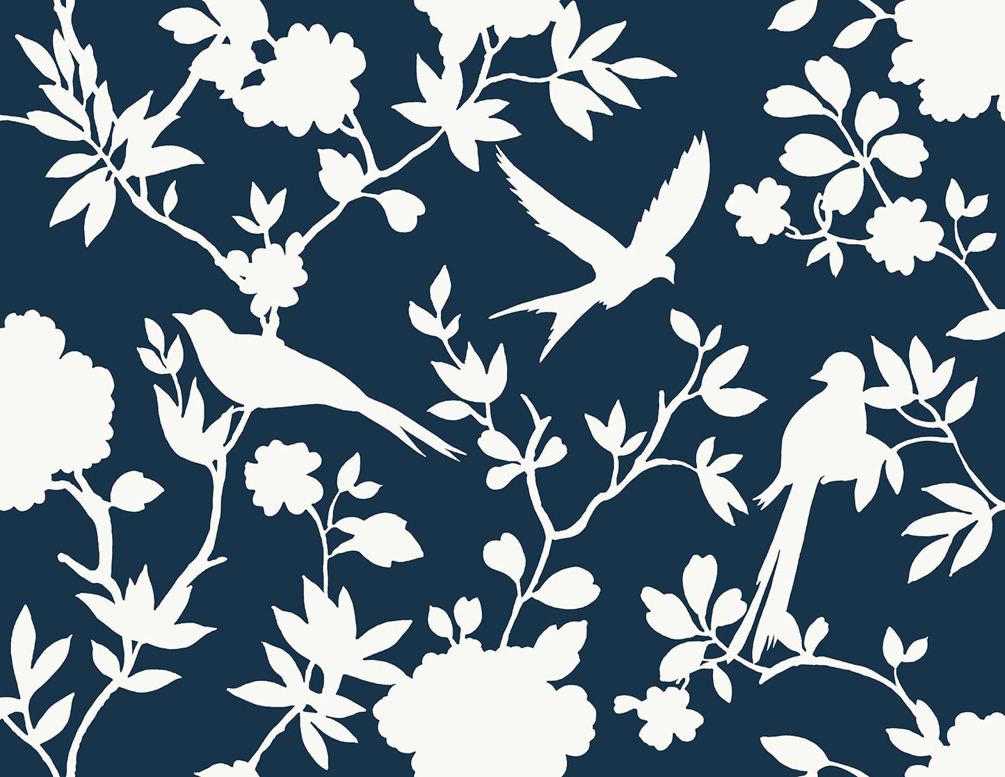 Kauai Bird Toile Embossed Vinyl Unpasted Wallpaper