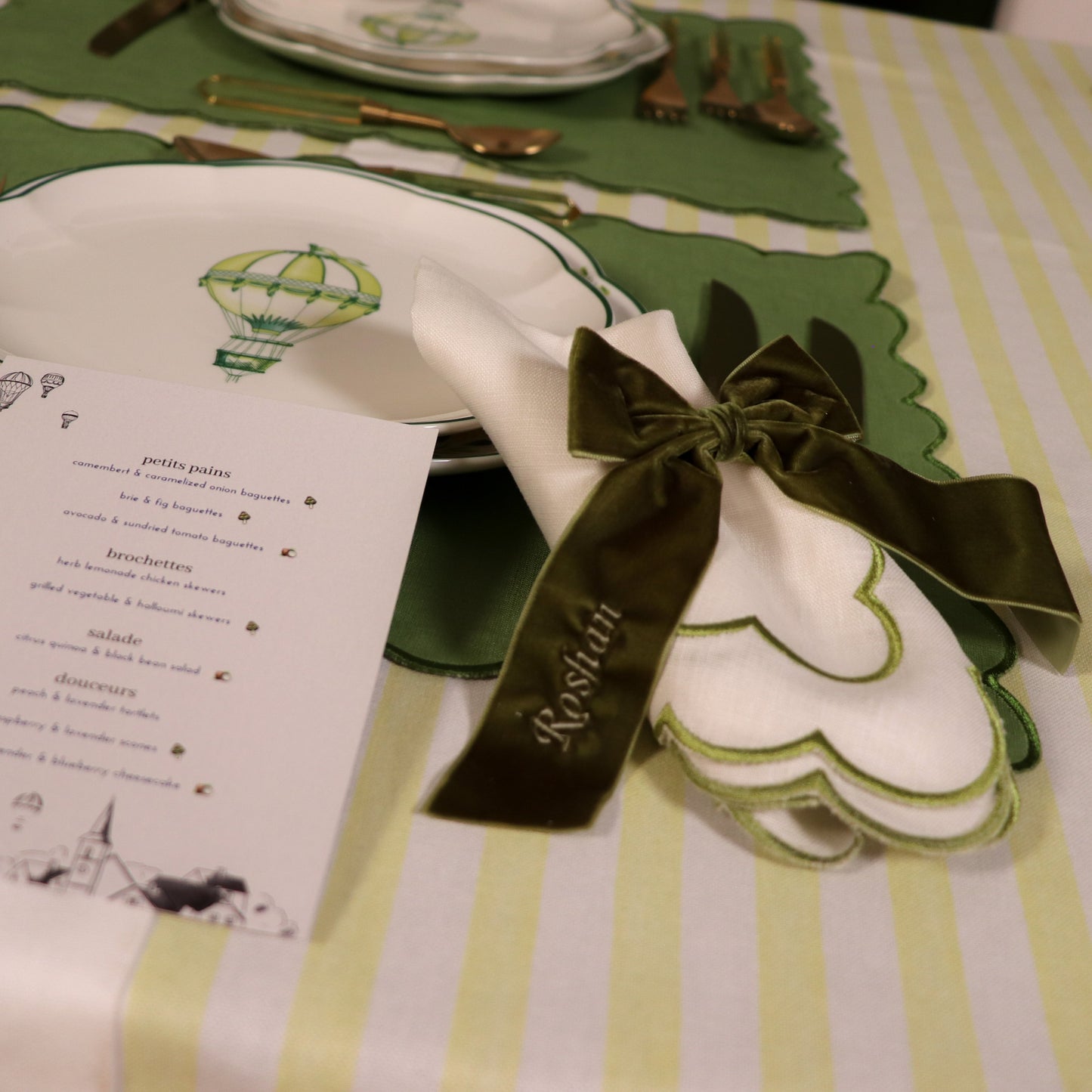 Fir Green Velvet Napkin Bow Tie