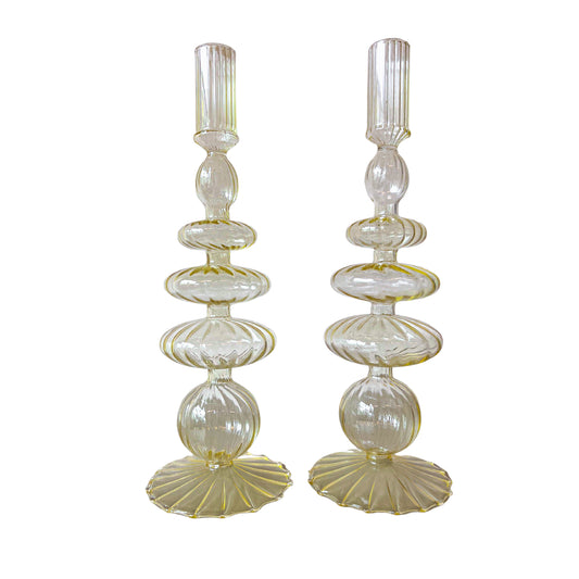 Buttercream Yellow Ribbed Candle Holder