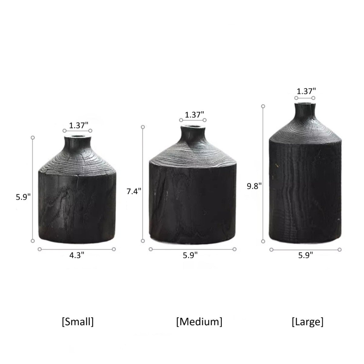 Narrow Neck Black Wooden Vase
