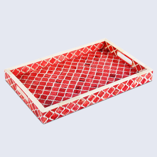 Red & White Moroccan Pattern Tray