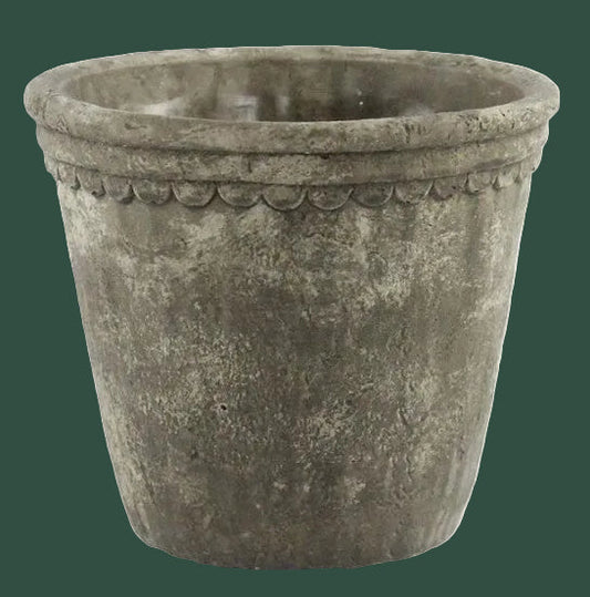 Vintage Cement Scalloped Pot