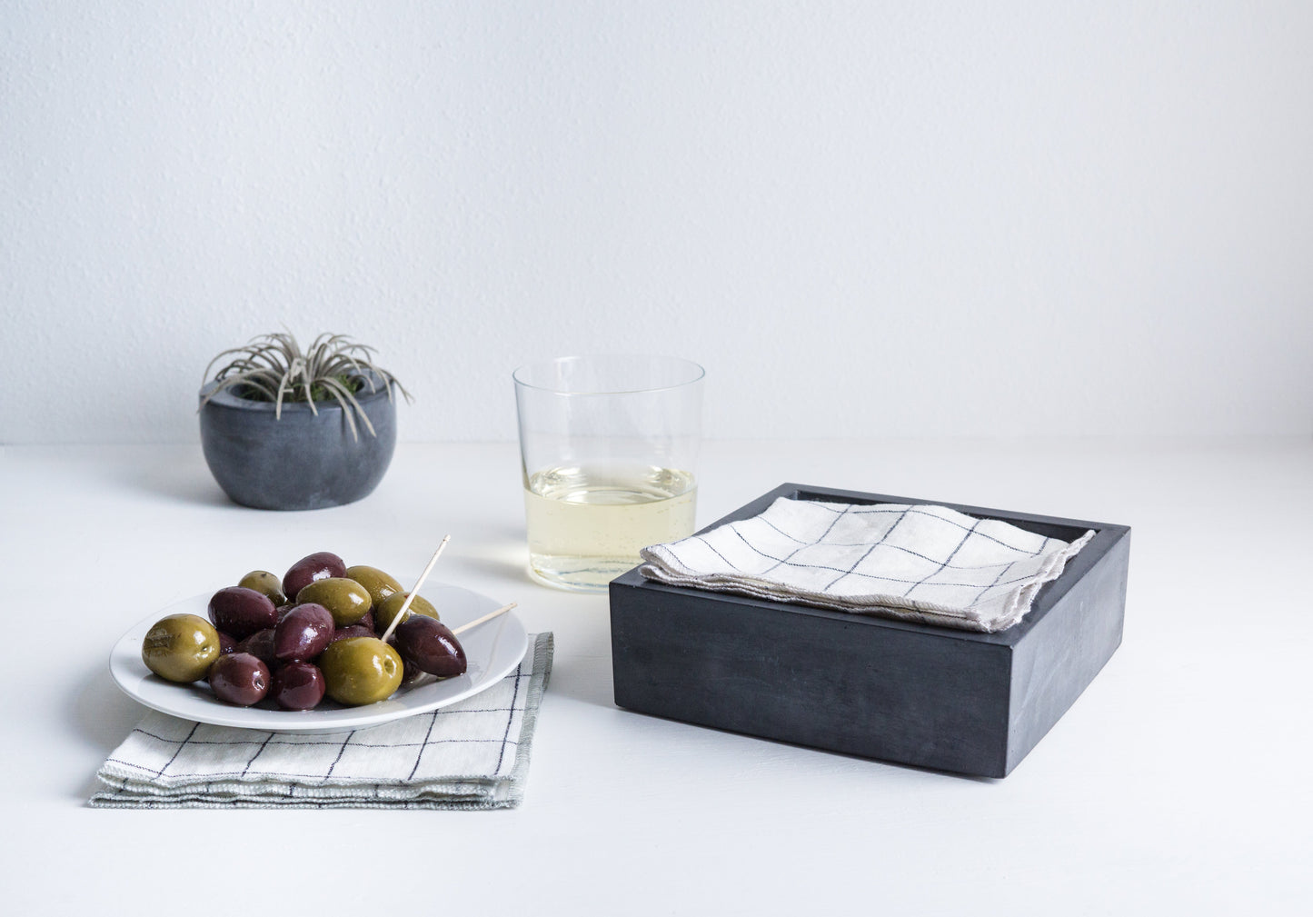 Charcoal Concrete Cocktail Napkin Bin