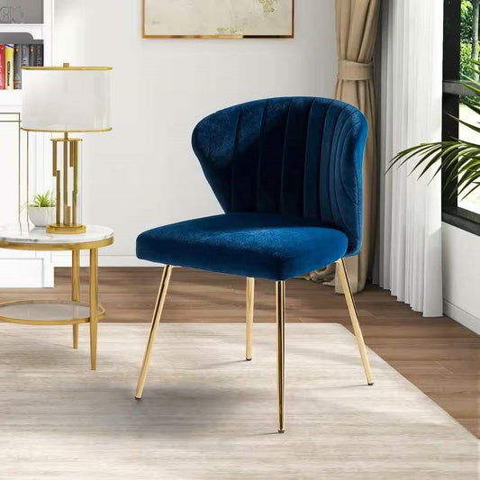 Navy Blue Wingback Velvet Accent Chair