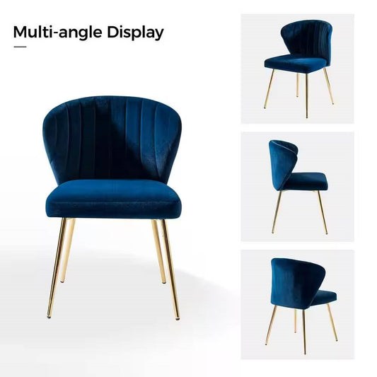 Navy Blue Wingback Velvet Accent Chair