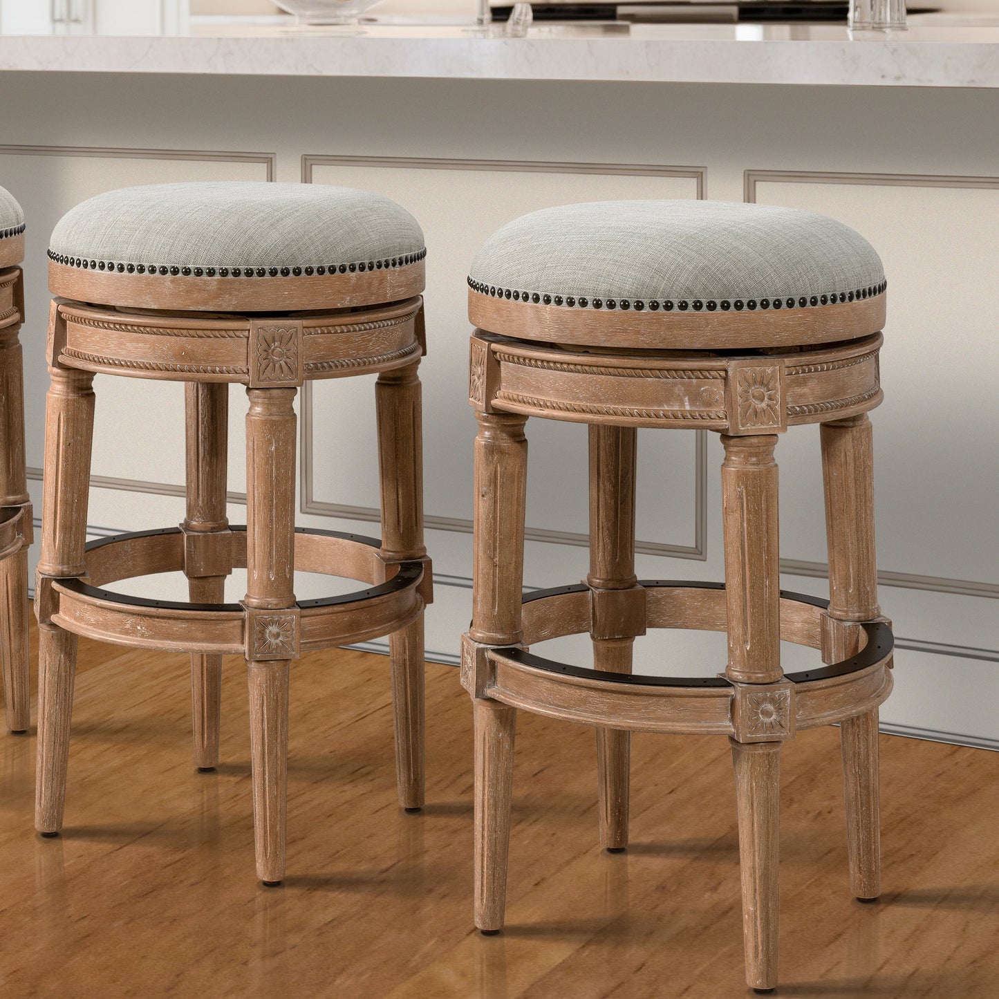 Charlotte Herringbone Grey Barstool in Oak