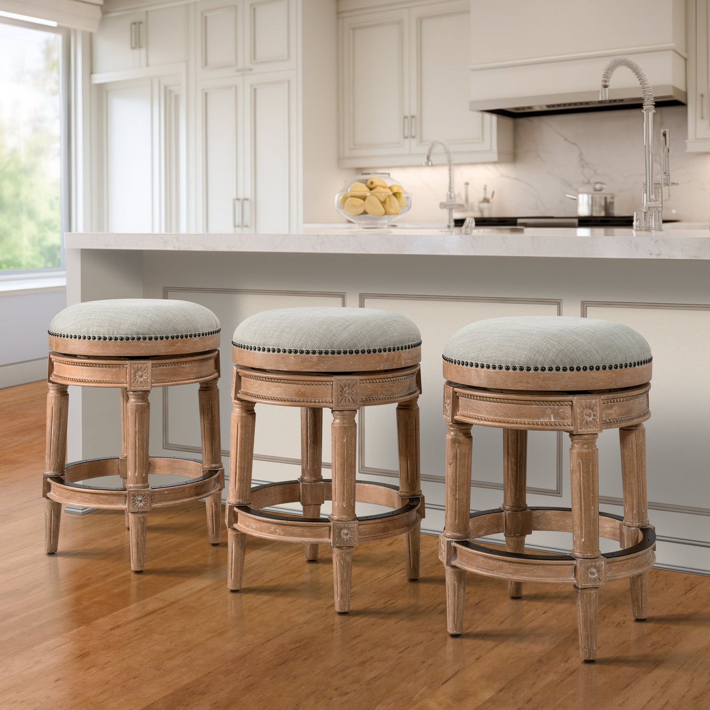 Charlotte Herringbone Grey Barstool in Oak