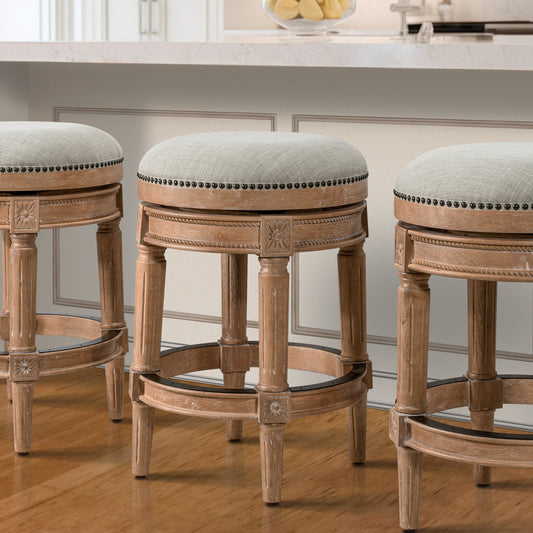 Charlotte Herringbone Grey Barstool in Oak