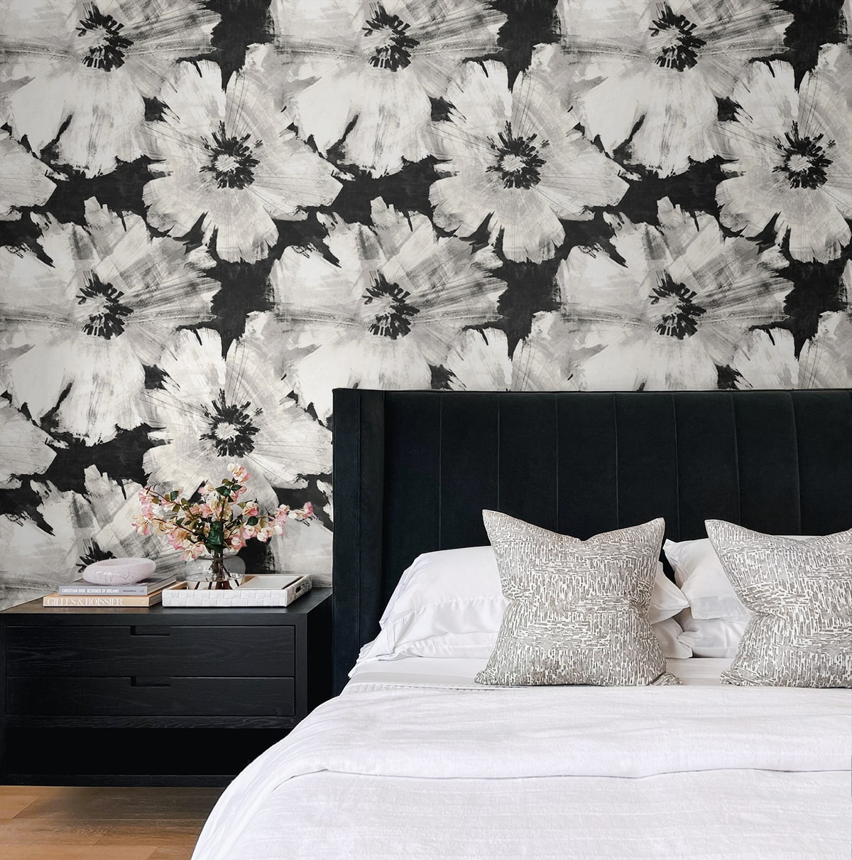 Graphic Floral Peel and Stick Removable Wallpaper