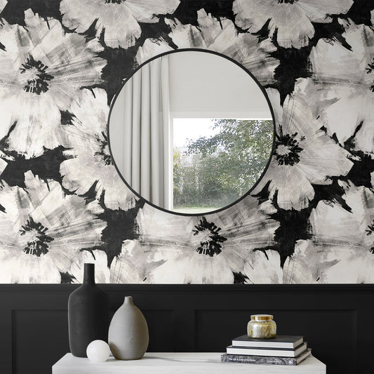 Graphic Floral Peel and Stick Removable Wallpaper