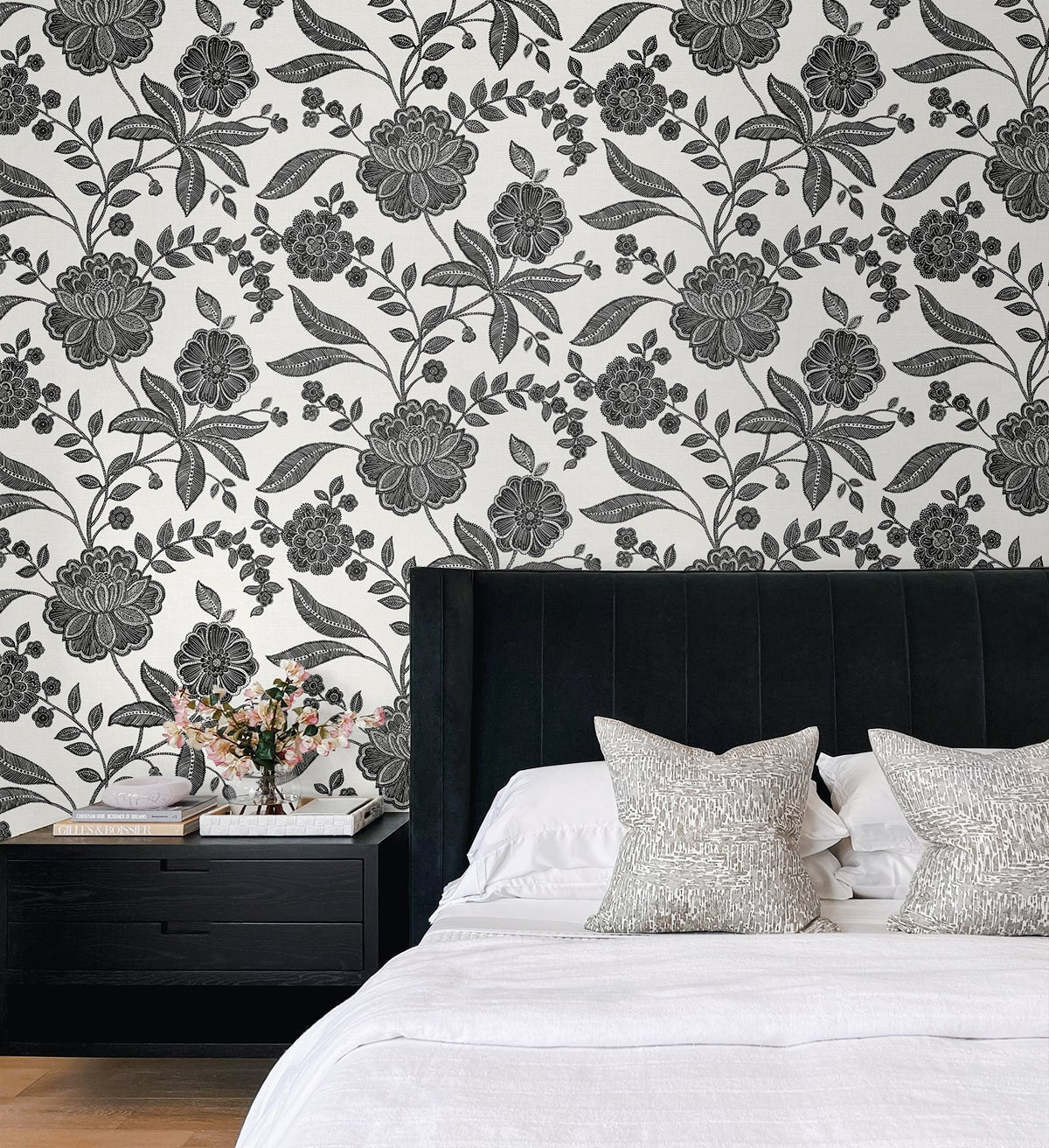 Julian Jacobean Floral Premium Screen Printed Peel and Stick Removable Wallpaper