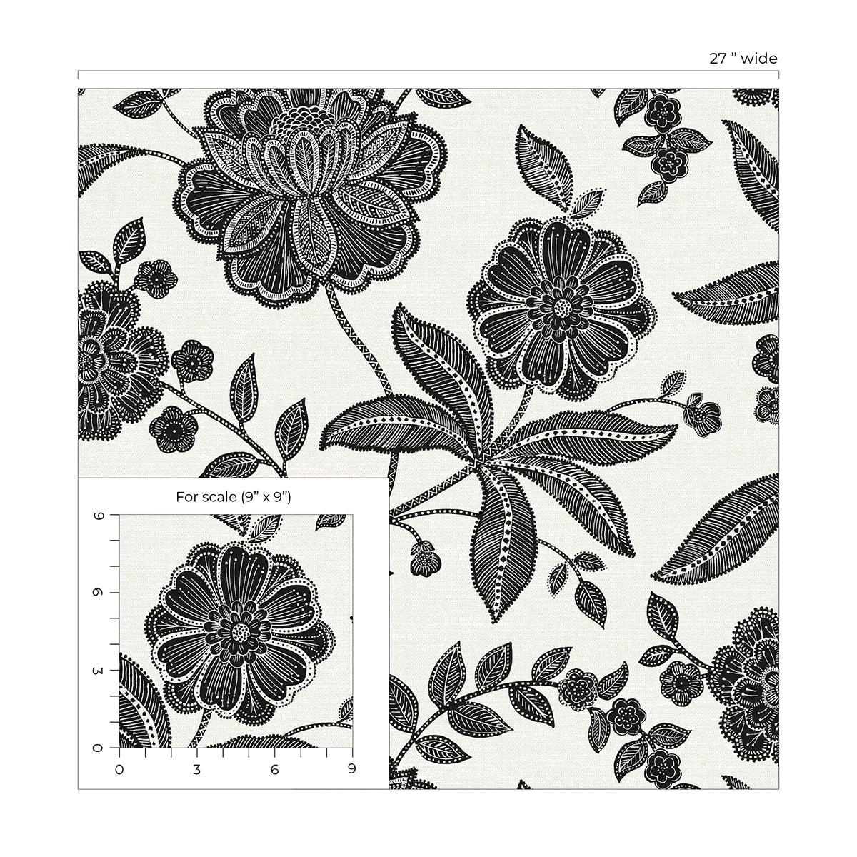 Julian Jacobean Floral Premium Screen Printed Peel and Stick Removable Wallpaper
