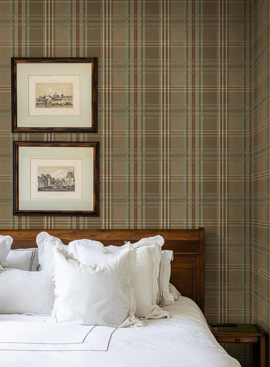 Rustic Plaid Unpasted Wallpaper