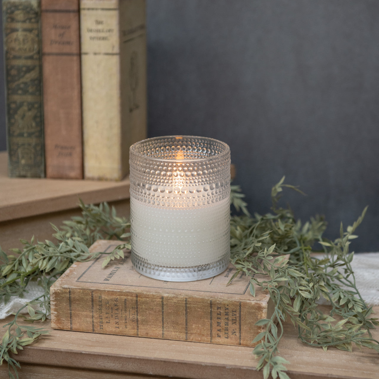 Clear Hobnail Glass LED Candle