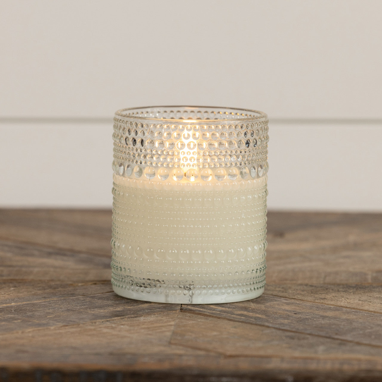 Clear Hobnail Glass LED Candle