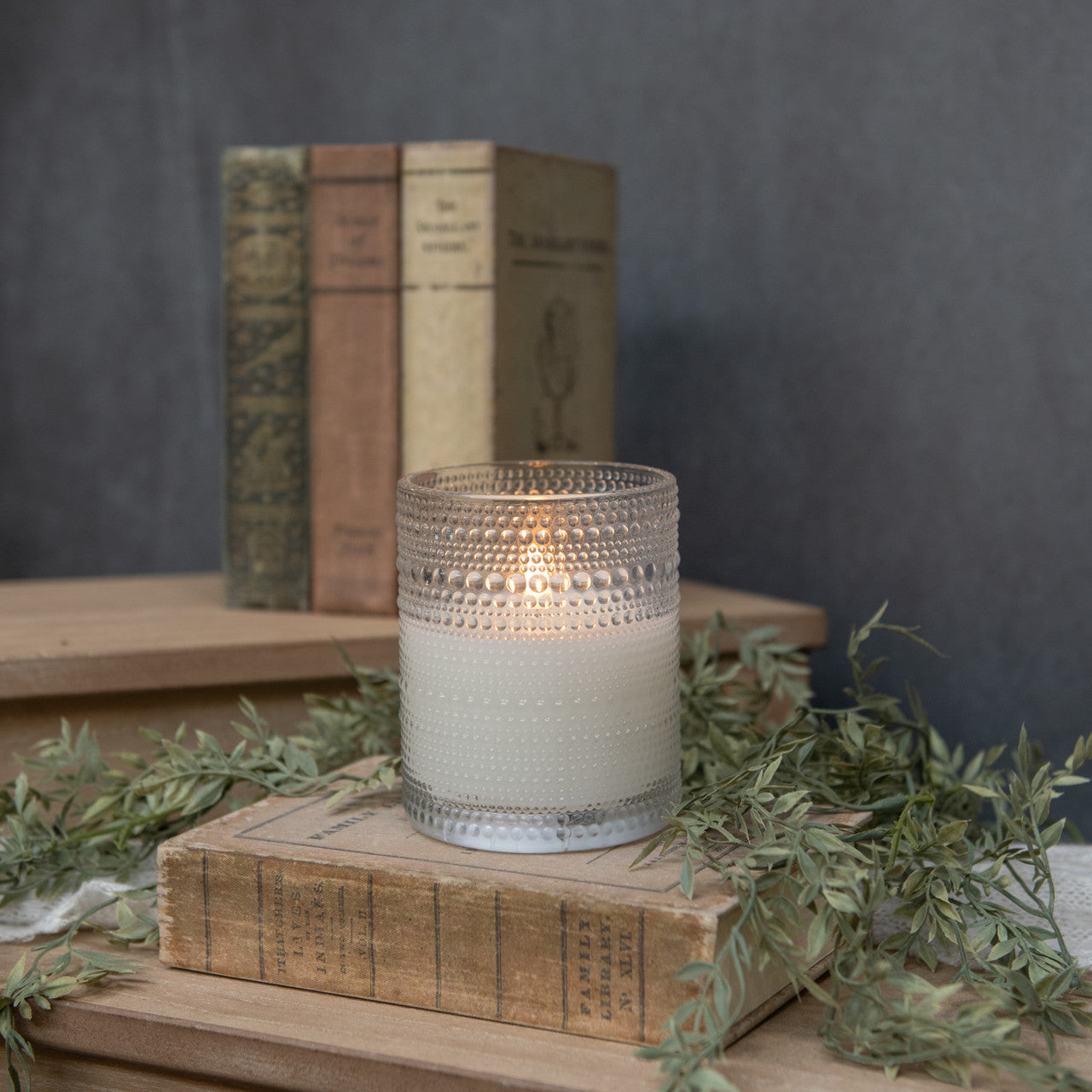 Clear Hobnail Glass LED Candle
