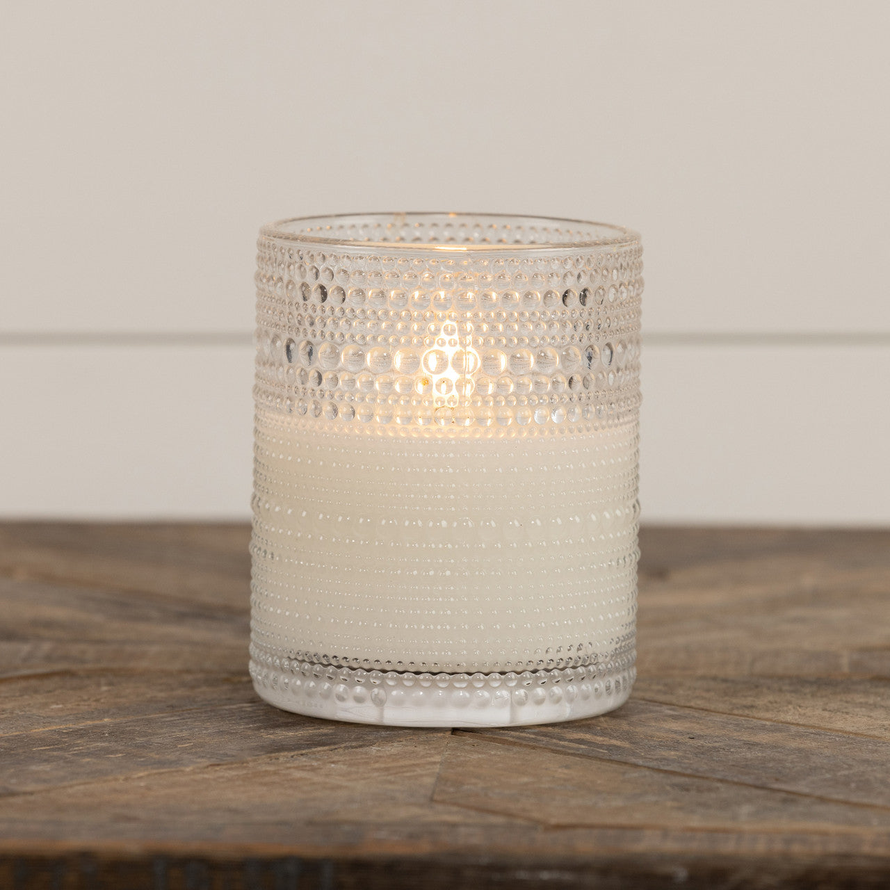 Clear Hobnail Glass LED Candle