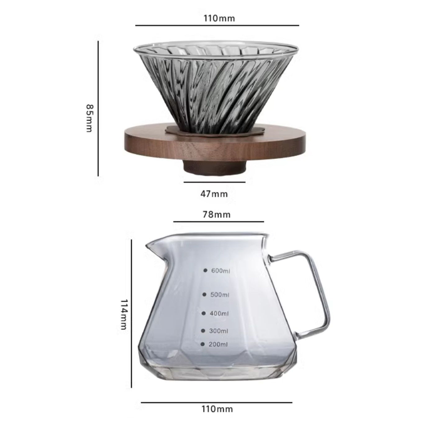 Nordé Coffee Brewing V60 Set with Walnut Wood Holder