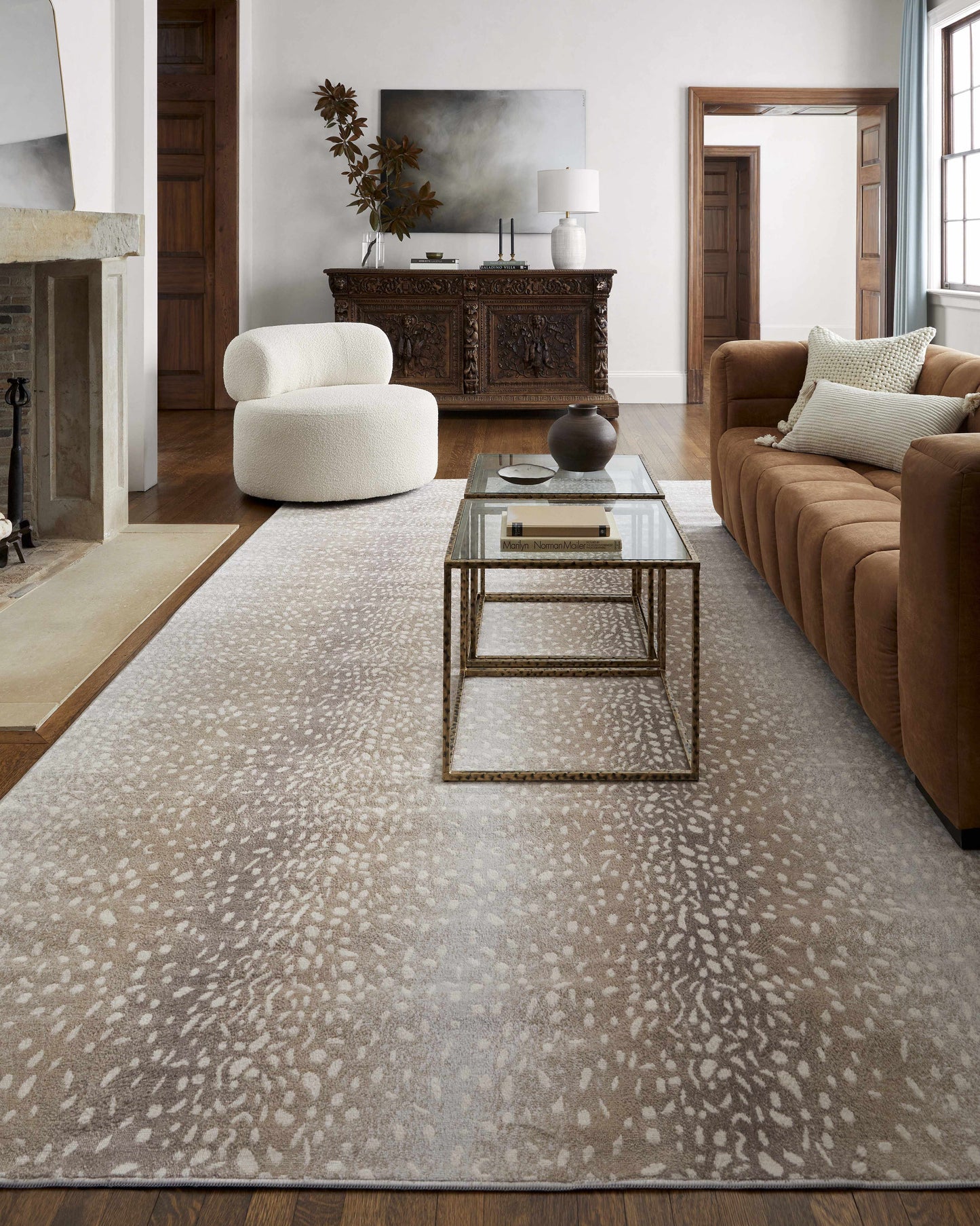 Pointblank Leopard Print Fawn Runner Rug