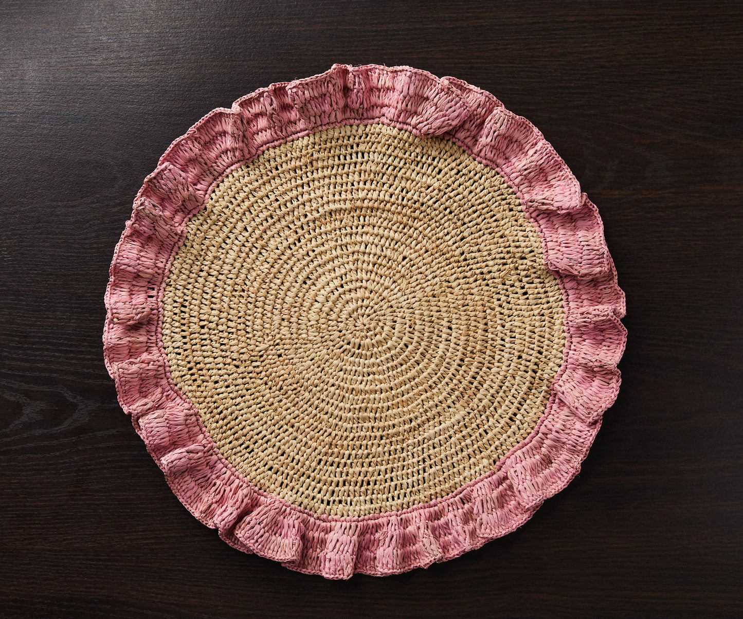 Blush Hand-Woven Raffia Ruffle Placemat
