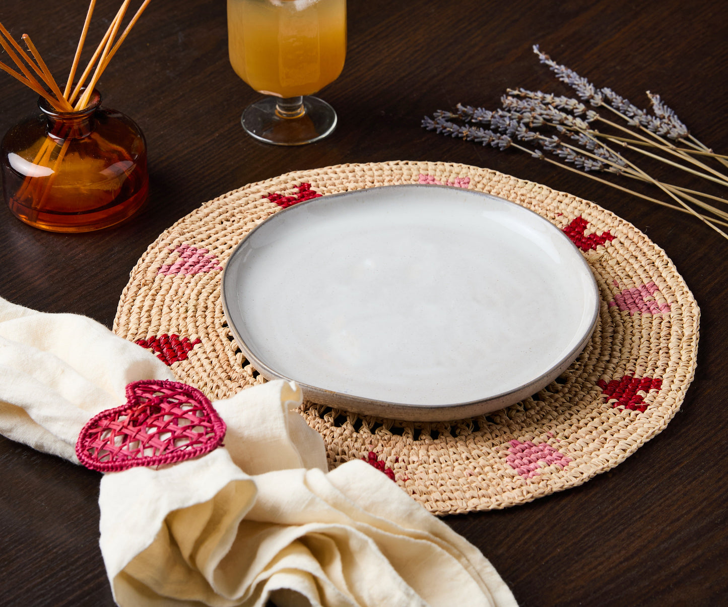 Red Hearts Handwoven Napkin Rings