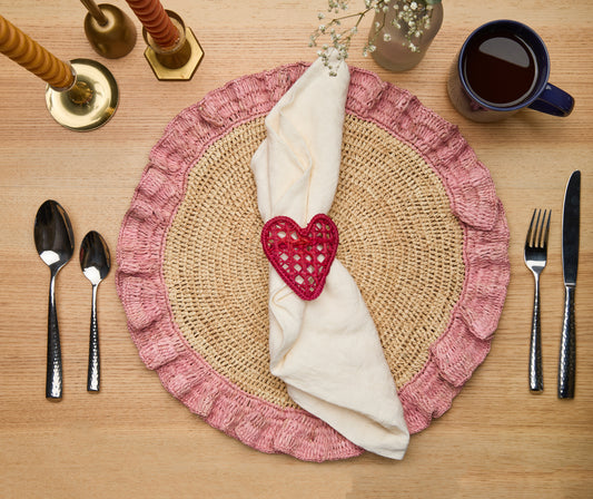 Red Hearts Handwoven Napkin Rings